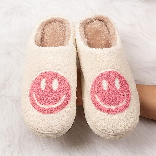 Evshine Fuzzy House Slippers for Women Fleece Lined Sweater Kint Home  Slippers with Rubber Sole
