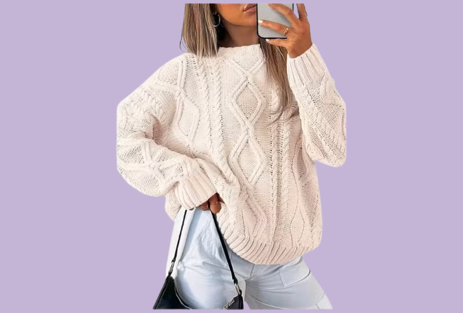 Trendy Queen Women's Oversized Cable Knit Sweater: Comfort & Style