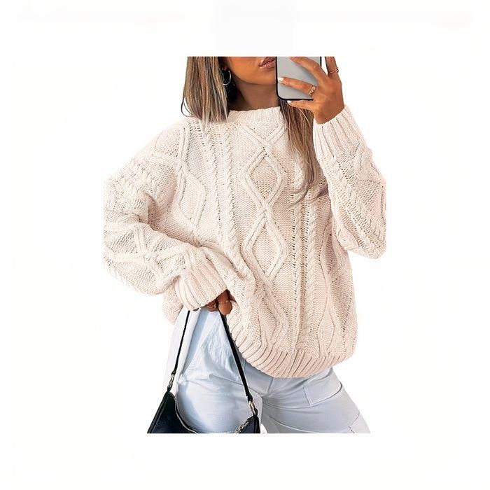 Trendy Queen Women's Oversized Cable Knit Sweater: Comfort & Style