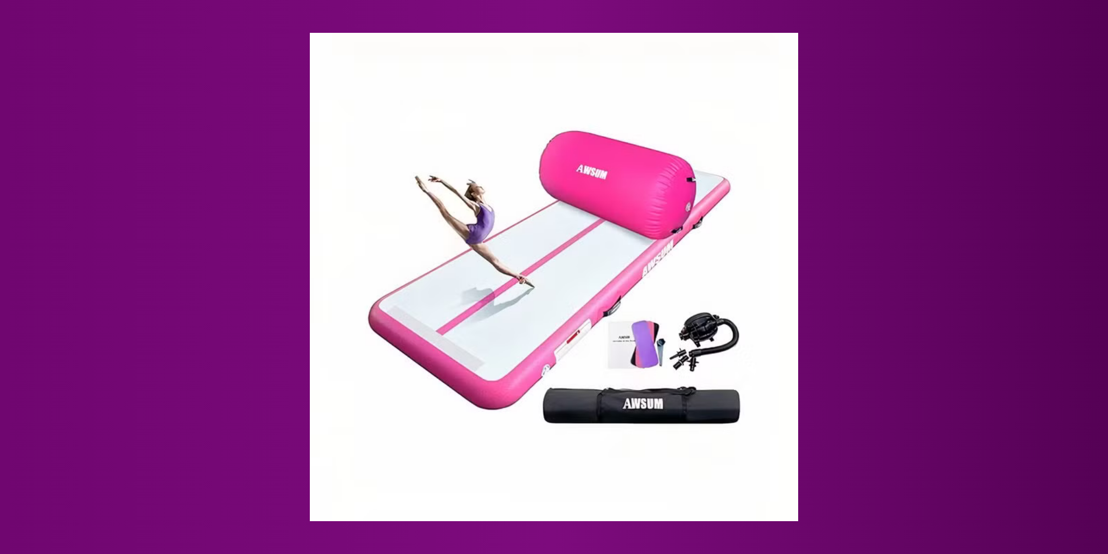 Awsum Pink 10-Foot Inflatable Air Gymnastics Mat Is On Sale